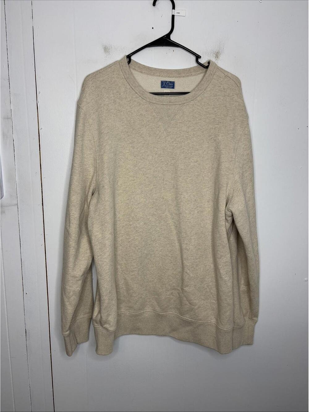 J Crew Sweater Mens Extra Large Vintage Fleece Cream Sweatshirt Casual Modern